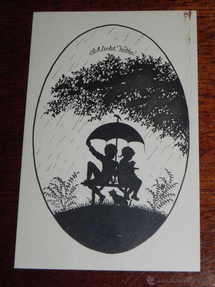 Postcards: ANTIQUE POSTCARD - ELSBETH FORCK,S SCHATTENBILDER - REIHE XV - EMPIRE - SILHOUETTE - KUNSTVERLAG HER