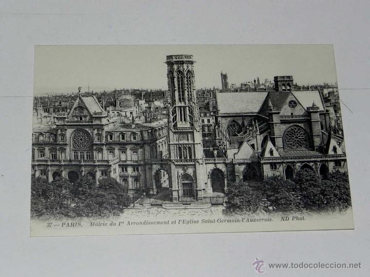 Postcards: ANTIQUE CARTE POSTALE - FRANCE - PARIS - MAIRIE DU 1ER ARRONDISSEMENT ET L,EGLISE SAINT-GERMAIN-L,AU
