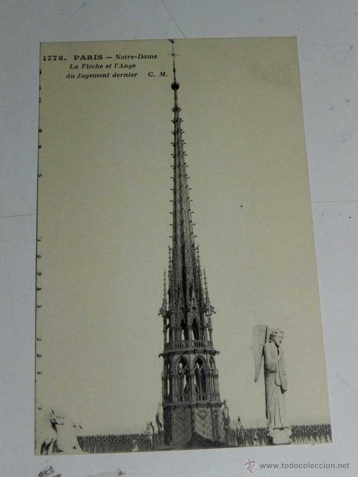 Postcards: ANTIQUE CARTE POSTALE - FRANCE - PARIS - NOTRE-DAME - LA FLECHE ET L,ANGE DU JUGEMENT DERNIER - C.M.