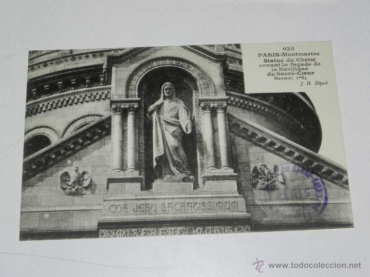 Postcards: ANTIQUE CARTE POSTALE - FRANCE - PARIS - MONTMARTRE STATUE DU CHRIST ORNANT LA FA&Ccedil;ADE DE LA BASILIQU