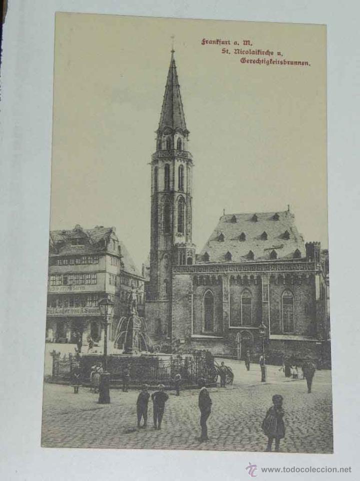 Postkarten: ANTIQUE POSTCARD - DEUTSCHLAND - FRANKFURT - ST. NICOLAIKIRCHE U. - GERECHTIGKEITSBRUNNEN - L. KIEME