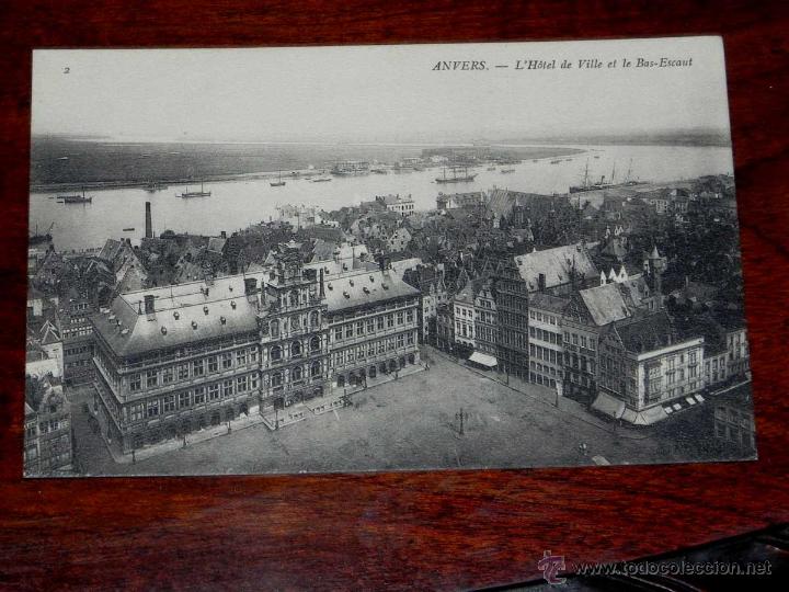 Postais: ANTIGUA POSTAL, BELGICA, ANVERES, Ayuntamientoy el escalda bajo, ND Phot, 2, NO CIRCULADA