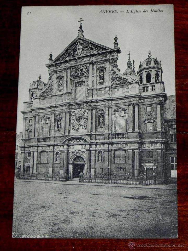 Cartoline: ANTIGUA POSTAL, BELGICA, ANVERES, La iglesia de los jesuitas, ND Phot, 31, NO CIRCULADA