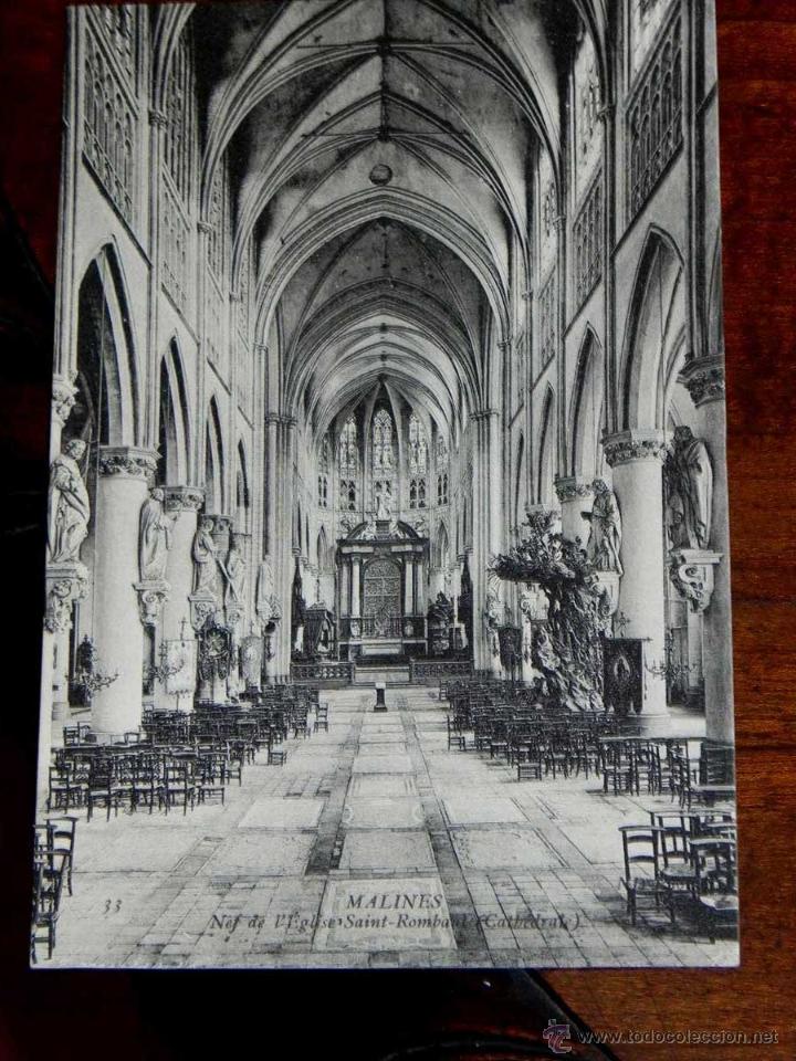 Cartoline: ANTIGUA POSTAL, BELGICA, malinas, nave de la iglesia San Rombaut, ND Phot, 33, no circulada
