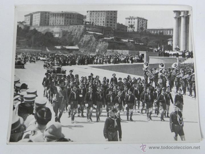Postales: Antigua fotografia de desfile militar, con la banda de la legion portuaria de genova, italia, a&ntilde;o 19