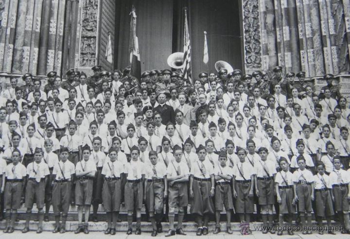Postales: Antigua fotografia de la banda de la legion portuaria de genova, italia, en acto con las juventudes