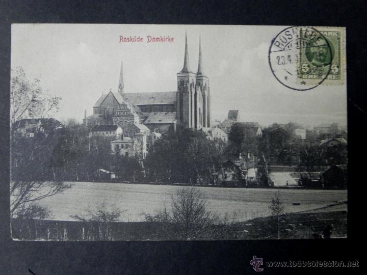 Postkarten: antigua postal, La catedral de Roskilde, circulada