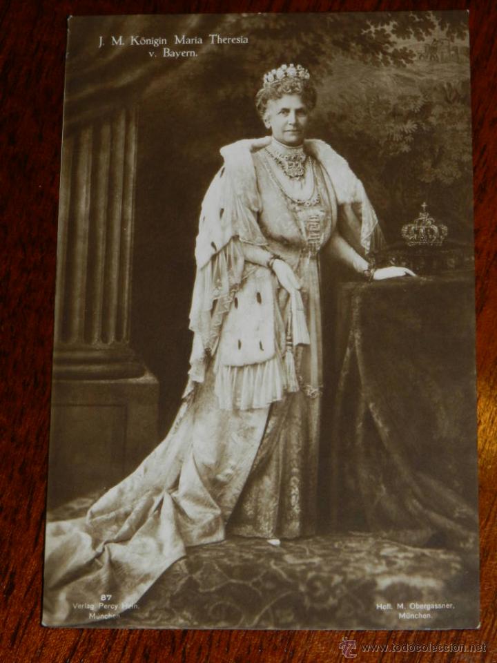 Postkarten: antigua foto postal, k&ouml;nigin maria theresia von bayern, la Reina Mar&iacute;a Teresa de Baviera, circulada