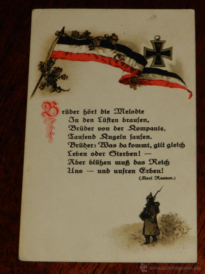 Postkarten: antigua postal, poema aleman, circulada