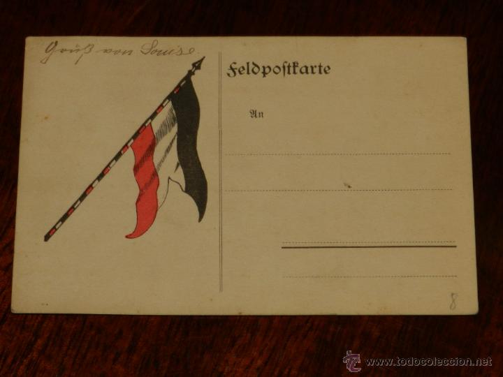 Postales: antigua foto postal, bandera alemana, sin dividir, circulada