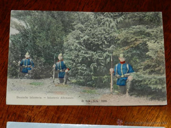Postkarten: antigua postal, deutsche infanterie, infanteria alemana, no circulada