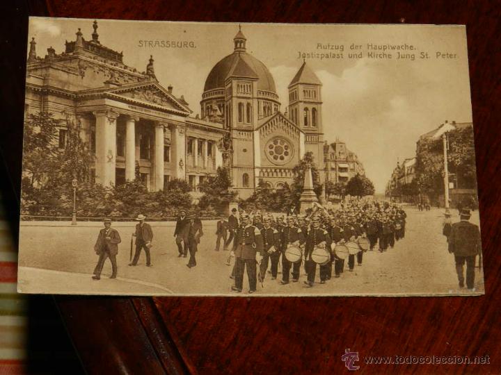 Postcards: antigua foto postal, Aufzug der hauptwache. Justizpalast und kirche Jung st. peter, Levante la Haupt
