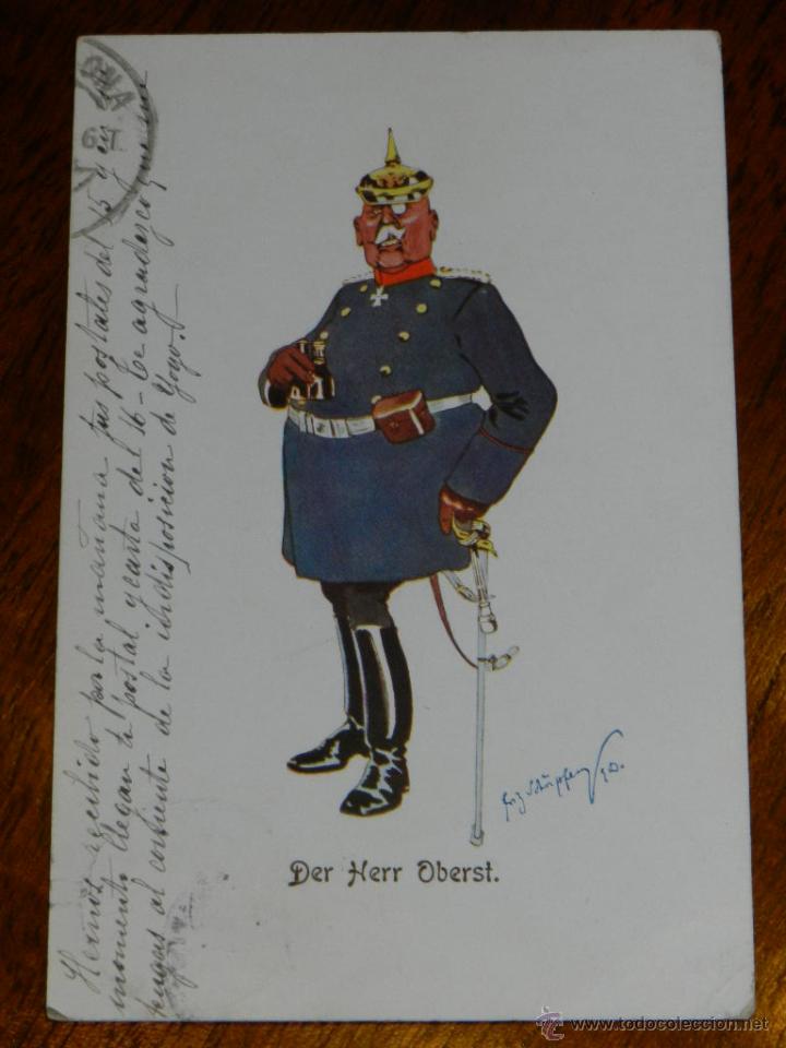 Postales: antigua caricatura satirico politica, der herr oberst, el coronel, circulada