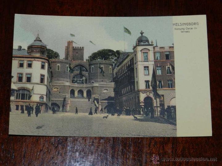 Cartoline: antigua foto postal, Helsingborg, El rey Oscar iis terraza, sin circular, gammalt foto vykort, Helsi