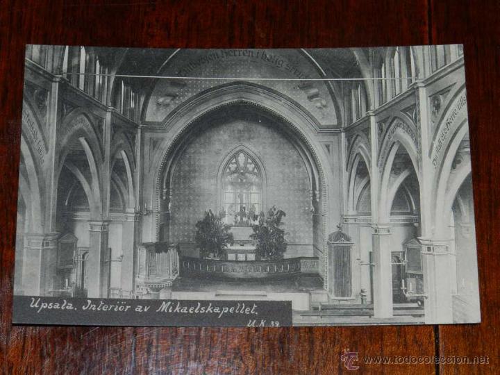 Postales: antigua foto postal, Uppsala, Vista interior de la capilla de Michael, gammalt foto vykort, Uppsala,