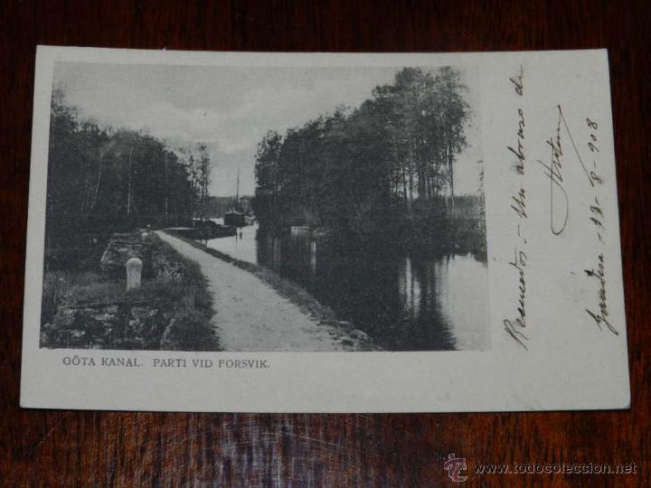 Postcards: antigua foto postal, Forsvik, Kanal Gota, circulada, gammalt foto vykort, Forsvik, G&ouml;ta Kanal. Parti