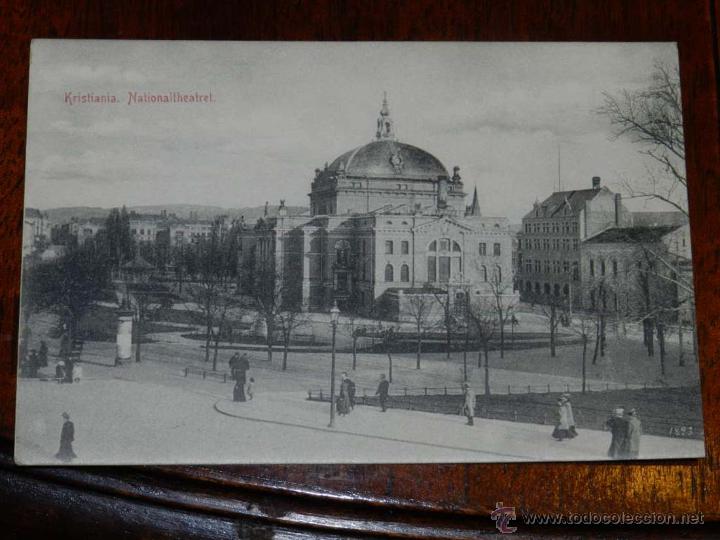 Cartoline: antigua foto postal, Christiania, Teatro Nacional, sin circular, gammalt foto vykort, Christiania, N