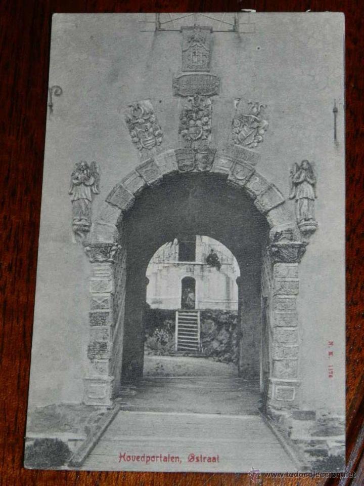 Postcards: antigua foto postal, Hovedportalen, &Oslash;str&aring;t, sin circular, gammalt foto vykort, El portal principal,