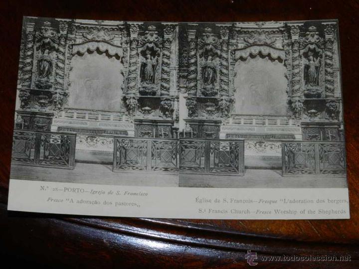 Postais: antigua foto postal estereoscopica, Porto, Iglesia de San Francisco, Fresco, cart&atilde;o da foto antiga s