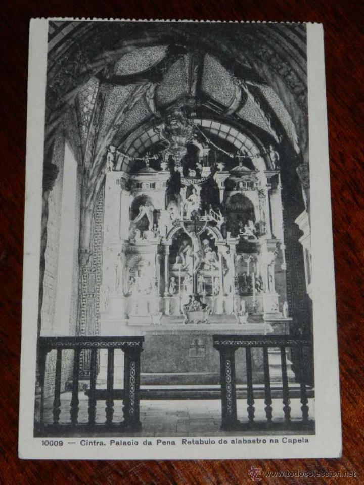 Postkarten: antigua foto postal, Cintra, Palacio da Pena, Alabastro retablo de la Capilla, no circulada, cart&atilde;o