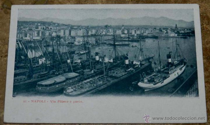 Postkarten: ANTIGUA POSTAL DE NAPOLI, N. 51, VIA PILIEROO E PORTO, NO CIRCULADA.
