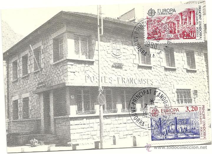 Postcards: ANDORRA 1990, ANFIL N&ordm; 388/389, EUROPA, matasellados