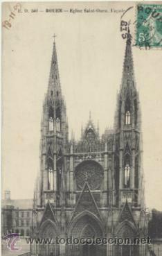 Postales: Rouen.- Eglise Saint - Ouen. Franqueado y fechado en 1909.