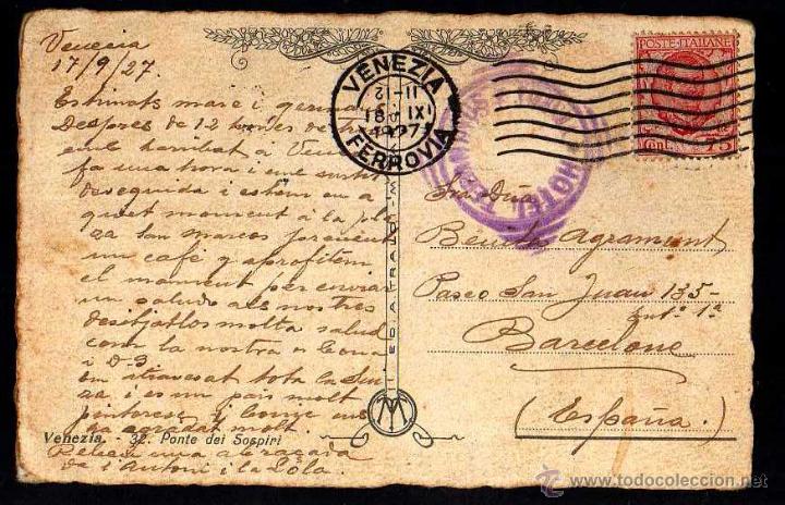 Postales: Postal de Venecia. Circulada 1927 - Foto 2