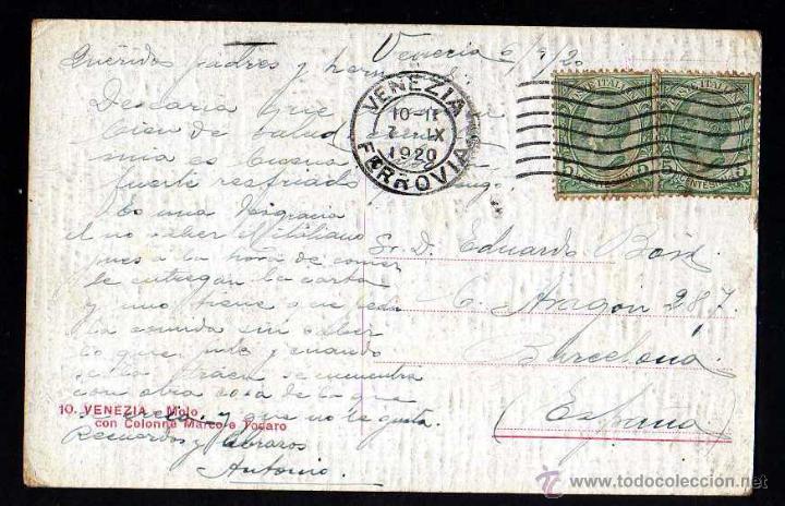Postales: Postal de Venecia. Circulada 1920 - Foto 2