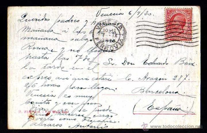 Postales: Postal de Venecia. Circulada 1920 - Foto 2