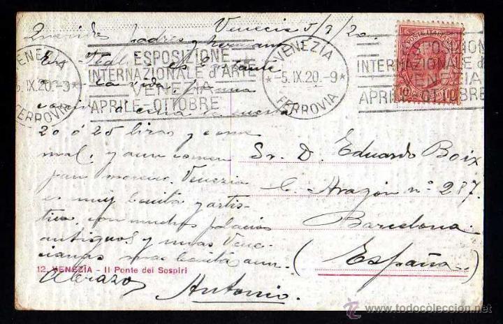 Postales: Postal de Venecia. Circulada 1920 - Foto 2