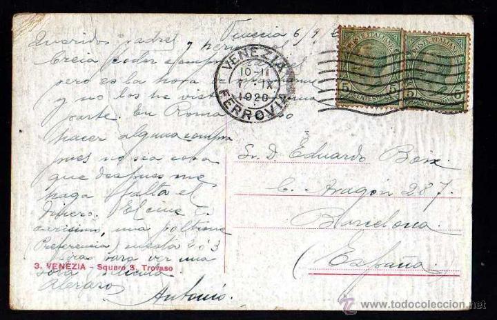 Postales: Postal de Venecia. Circulada 1920 - Foto 2