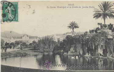 Postcards: Nice.- Le Casino Municipale et la Grotte du Jardin Public. Franqueado y fechado 1909