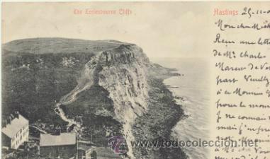 Cartes Postales: Hastings.-  The Ecclesbourne Cliffs.  Franqueado y fechado en 1904.