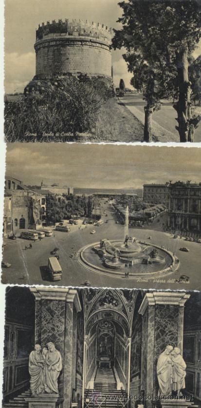 Postais: Roma.- Lote de 3 postales. A&ntilde;os 50.