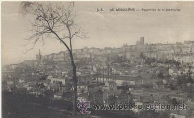 Postais: Angoul&ecirc;me.- Panorama de Saint Martin. Franqueado y fechado en 1915.