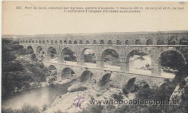 Postkarten: Pont du Gard, construit par Agrippa. Franqueado y fechado en 1917.
