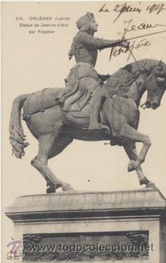 Postais: Orl&eacute;ans.- Statue de Jeanne d&acute;Arc. Franqueado y fechado en 1906.