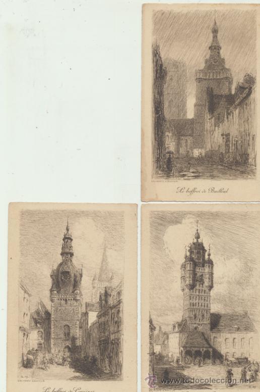 Postcards: Le Beffroi.- Lote de 3 postales.
