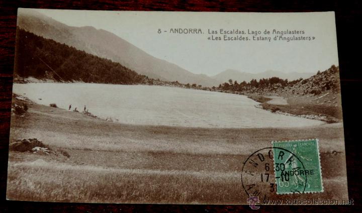 Postkarten: POSTAL DE ANDORRA, N.8, LAS ESCALDAS, LAGO DE ANGULSTERS, CIRCULADA, FOT. THOMAS.