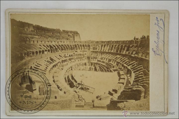 Postales: Antigua Postal Fotogr&aacute;fica del Coliseo de Roma - Publicidad A. Esplugas Fot&oacute;grafo - 16,5 x 11 Cm