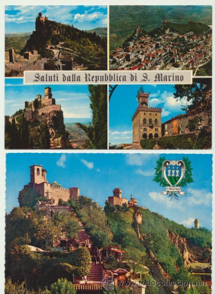 Postcards: San Marino.- Lote de 2 postales. Bonito franqueo al dorso.