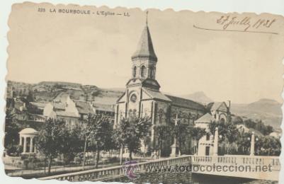 Cartes Postales: La Bourboule.- l&acute;Eglise. Fechado en 1935. Postal de bordes troquelados.