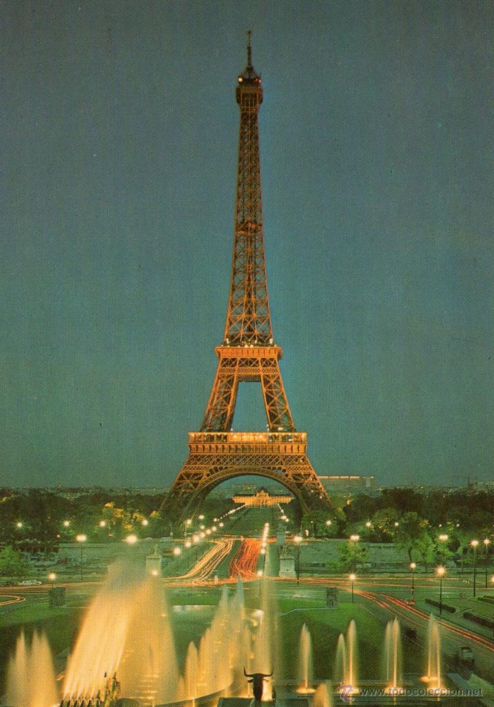 Francia Paris Torre Eiffel De Noche Buy Old Postcards From