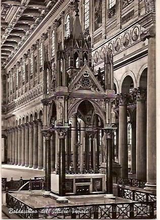 Cartes Postales: ANTIGUA POSTAL BASILICA DI SAN PAOLO BALDACCHINO DELL'ALTARE PAPALE VERA FOTOGRAFIA