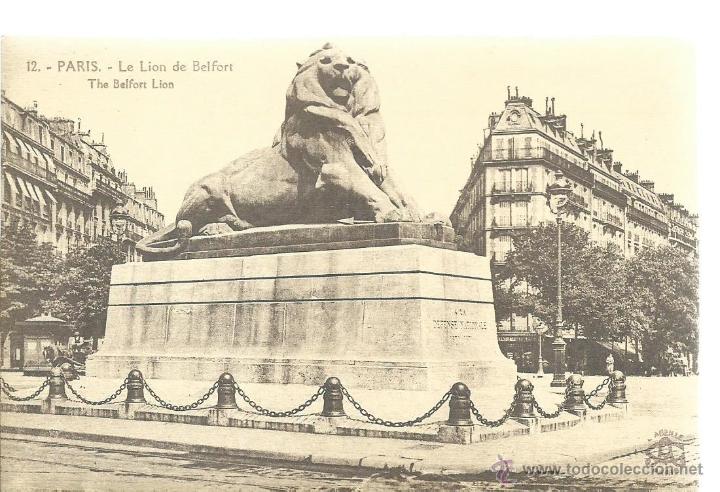 Postales: POSTAL DE PARIS VISTA  N&ordm; 12 -  EL  LEON DE BELFORT SIN CIRCULAR A&Ntilde;OS 30 FOTO L'ABEILLE