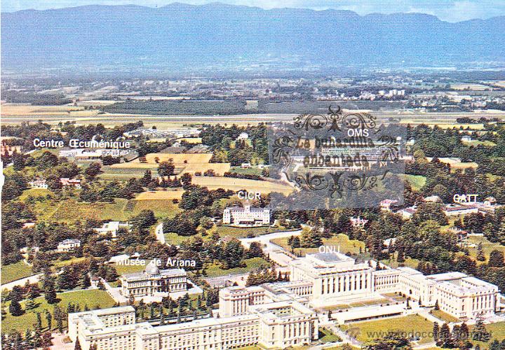 Cartoline: POSTAL - SUIZA - GINEBRA - EDIFICIOS SECTOR INTERNACIONAL ONU OMS CRUZ- EDICIONES JAEGE& CIER GENEVE