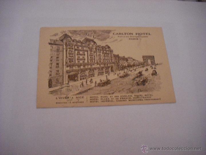 Postcards: CARLTON HOTEL.PARIS 1926.CIRCULADA