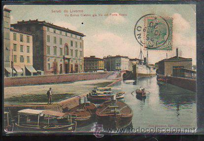Postales: TARJETA POSTAL DE SALUTI DA LIVORNO - VIA ENRICO CIALDINI GIA VIA DEL PONTE NUOVO. ED. ELIA SEMAMA