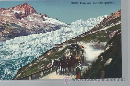 Postkarten: TARJETA POSTAL SUIZA, 12302 FURKAPASS UND RHONEGLESTSCHER
